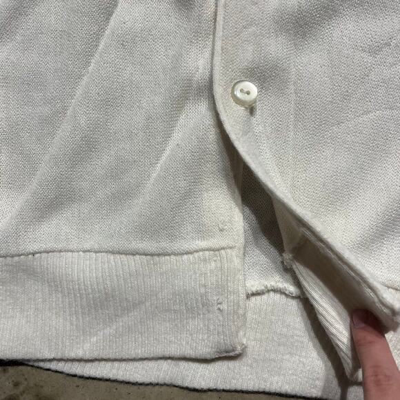 Vintage 80s JC Penney White Acrylic Cardigan Sweater - Picture 2 of 4